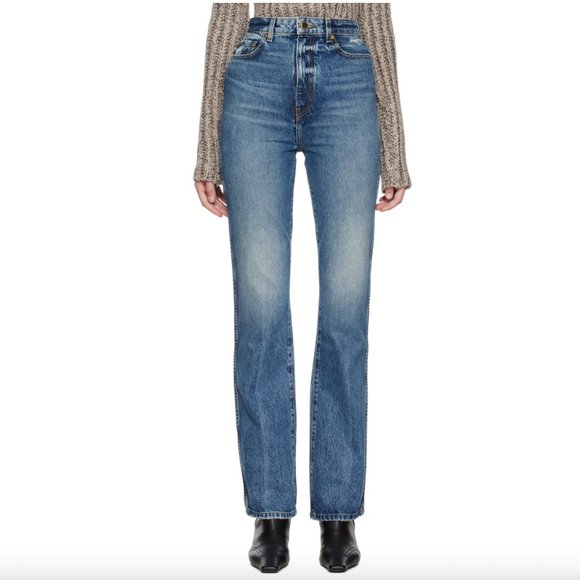 KHAITE Denim - KHAITE DANIELLE EXTRA HIGH RISE DISTRESSED STRAIGHT  LEG JEANS IN LINCOLN COLOR